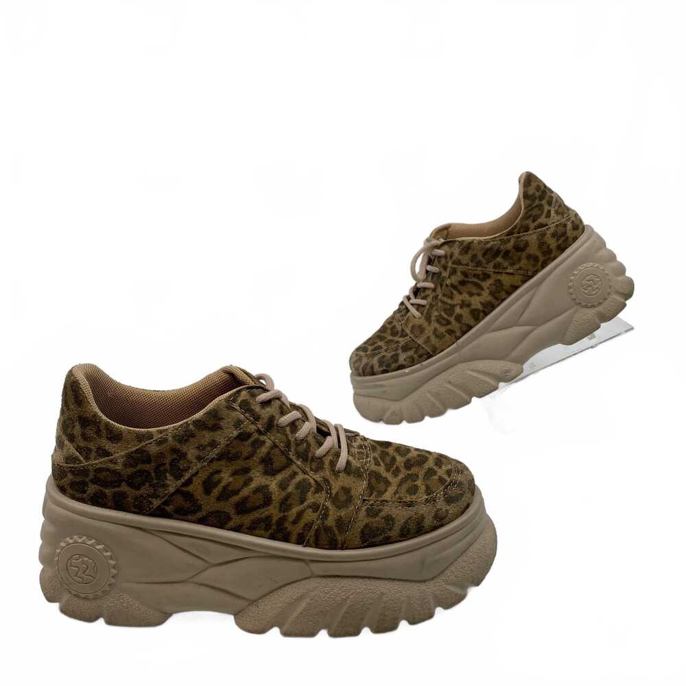 Urban Outfitters Brown Suede Animal-Print Platform Sneakers | Women’s 39EU